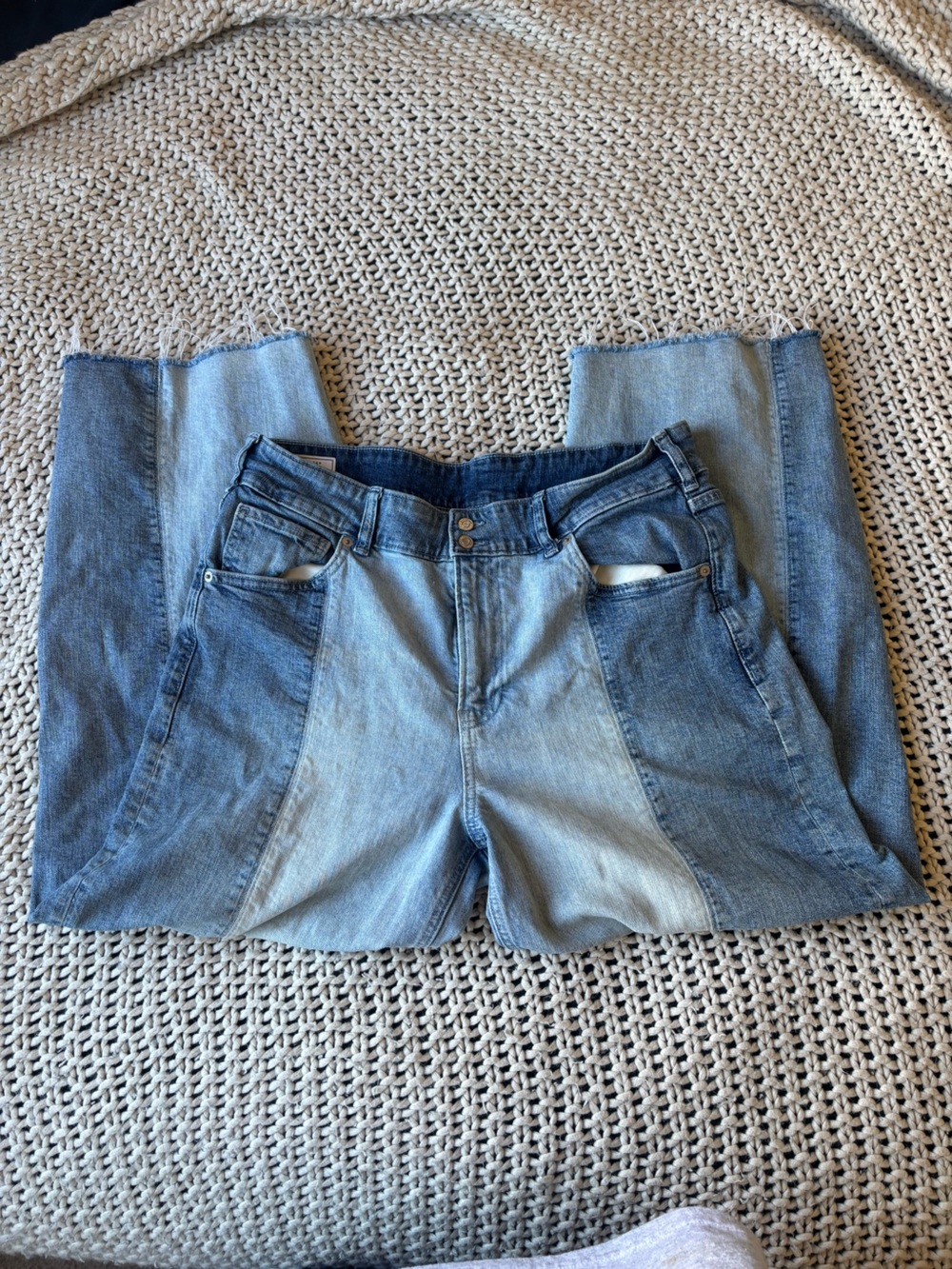 GAP Two-Tone Light and Medium Blue Boyfriend Jeans
